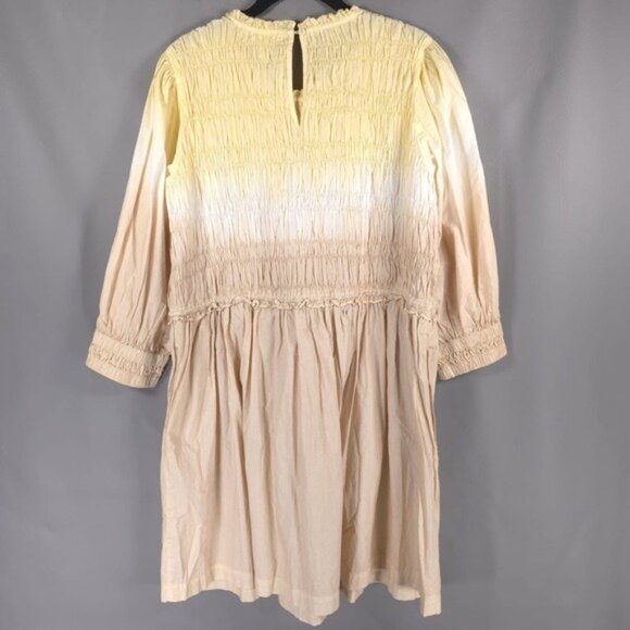 NWT APIECE APART ALDEA Smocked ORGANIC COTTON Ombre Dip Dye Mini‎ Dress MEDIUM - Picture 6 of 16